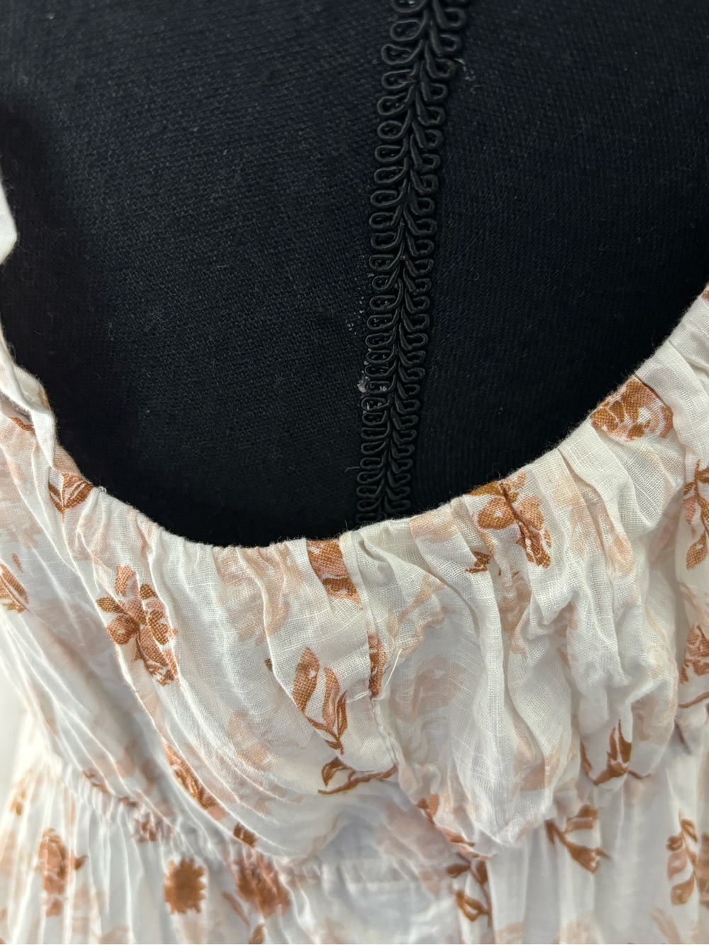 Anthropologie Rosie Cottage Core Cream Cotton Maxi Dress Floral Print Medium - Picture 13 of 17